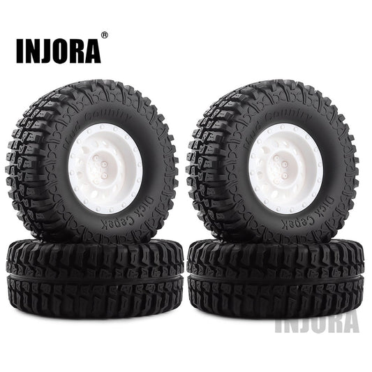 INJORA 4Pcs Plastic 1.9" Wheel Rim Tires Set for 1/10 RC Crawler Car Axial SCX10 90046 Tamiya CC01 D90 D110