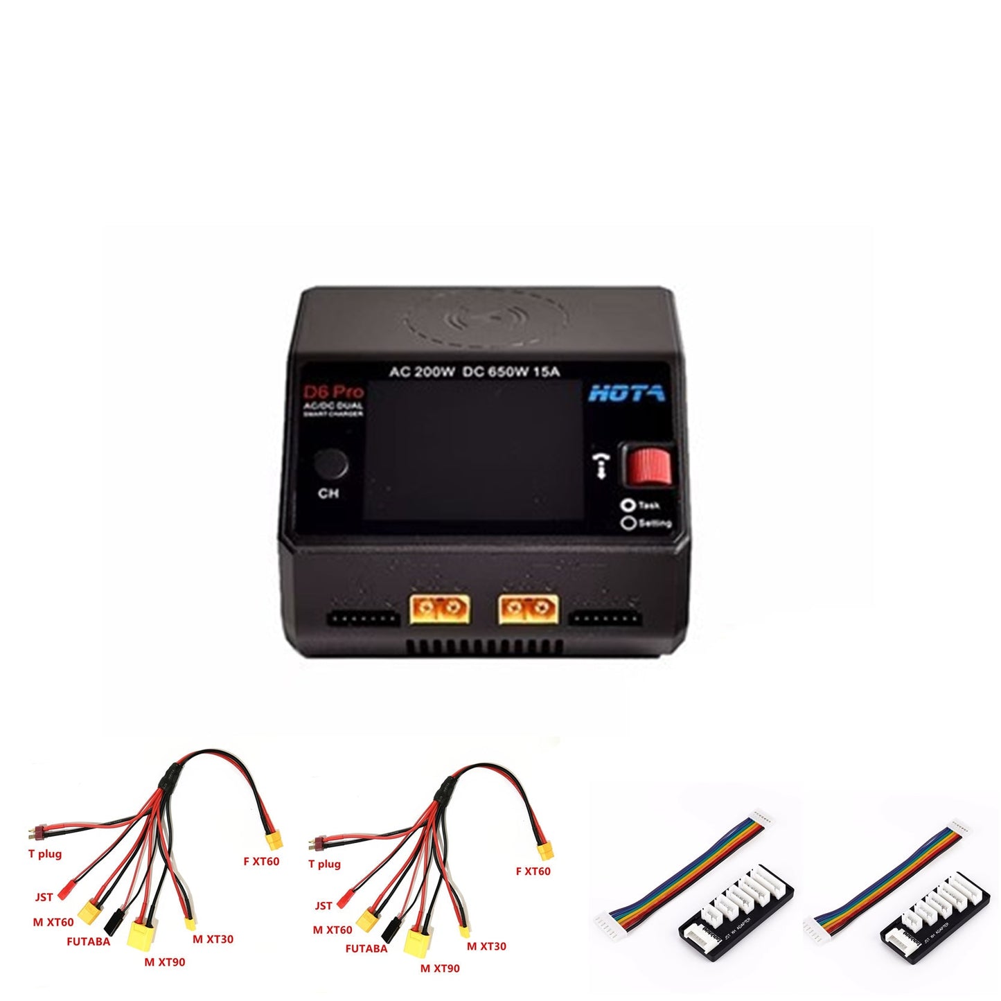 HOTA D6 Dual D6 Pro Smart Charger AC200W DC650W 15A for Lipo LiIon NiMH Battery with iPhone Samsung Wireless Charging