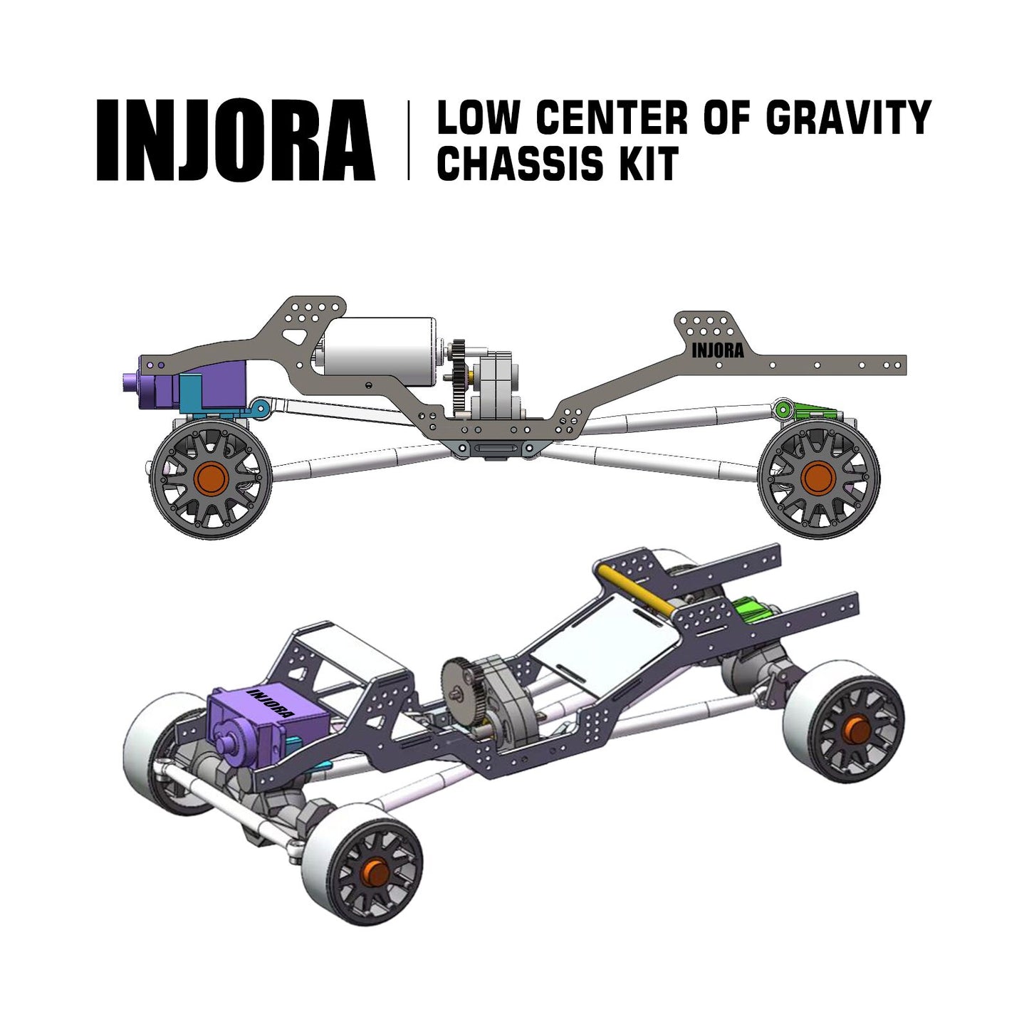 INJORA LCG Carbon Fiber Chassis Kit Frame Girder for 1/24 RC Crawler Axial SCX24 Deadbolt JLU C10 Bronco Upgrade Part