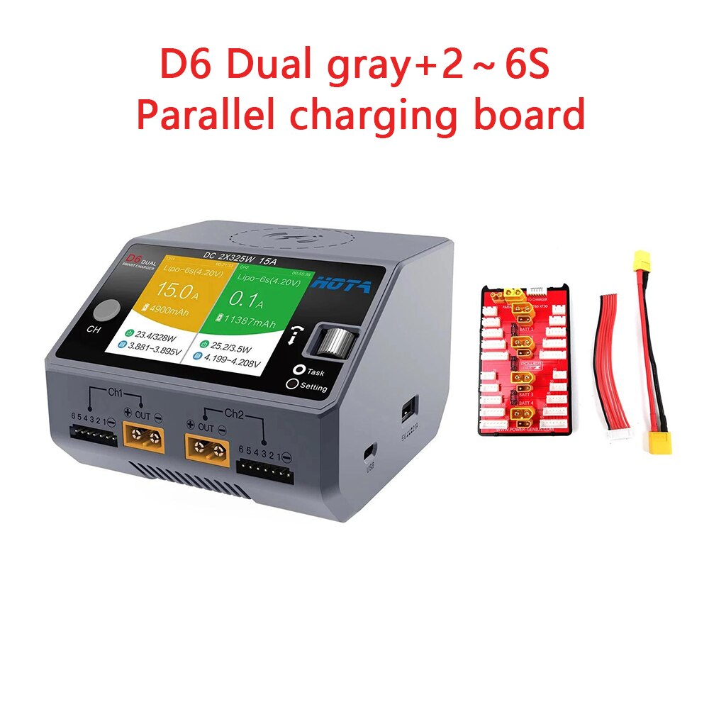 HOTA D6 Dual Smart Charger DC650W 15A Built-in Micro USB for Lipo LiIon NiMH Battery with iPhone Samsung