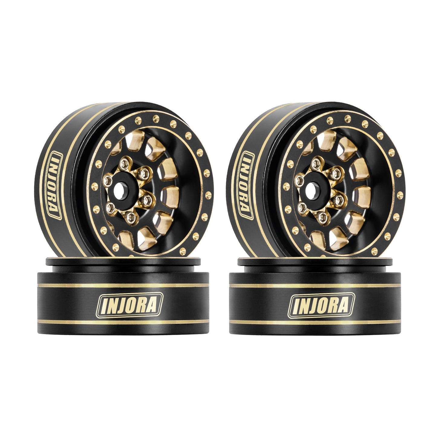 INJORA 1.0 Plus Brass Beadlock Wheel Rims for 1/24 1/18 RC Crawler SCX24 TRX4M FCX24 (W1101 W1103)