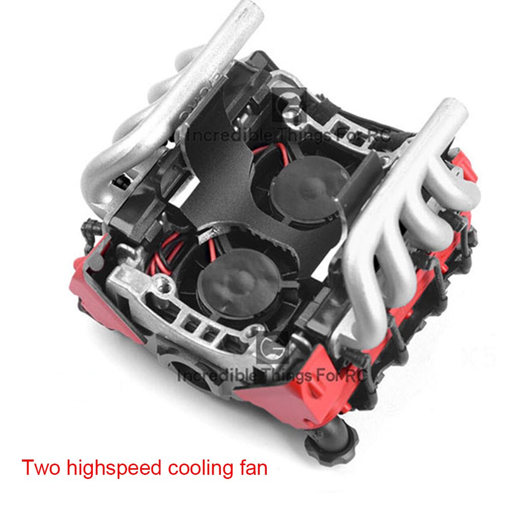 RC Car LS7 V8 Simulate Engine Motor Cooling Fans Radiator Kit for 1/10 RC Crawler TRX4 TRX6 AXIAL SCX10 90046 VS4