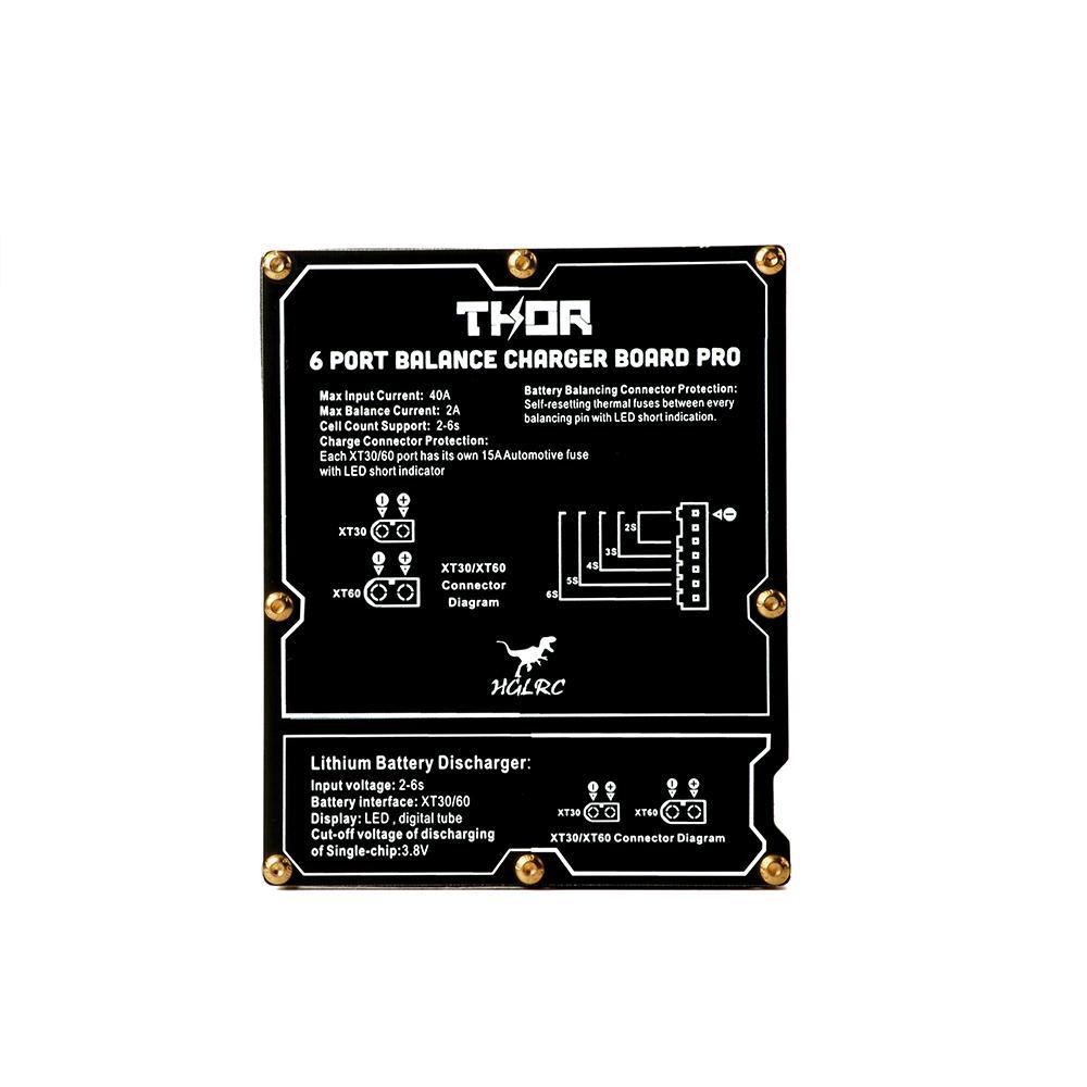HGLRC Thor Pro 6 Port LIPO Balance Charger Board 40A XT60 XT30 Plug 2-6S LIPO Discharger for IMAX B6 ISDT Q6 Nano HOTA D6 Pro P6