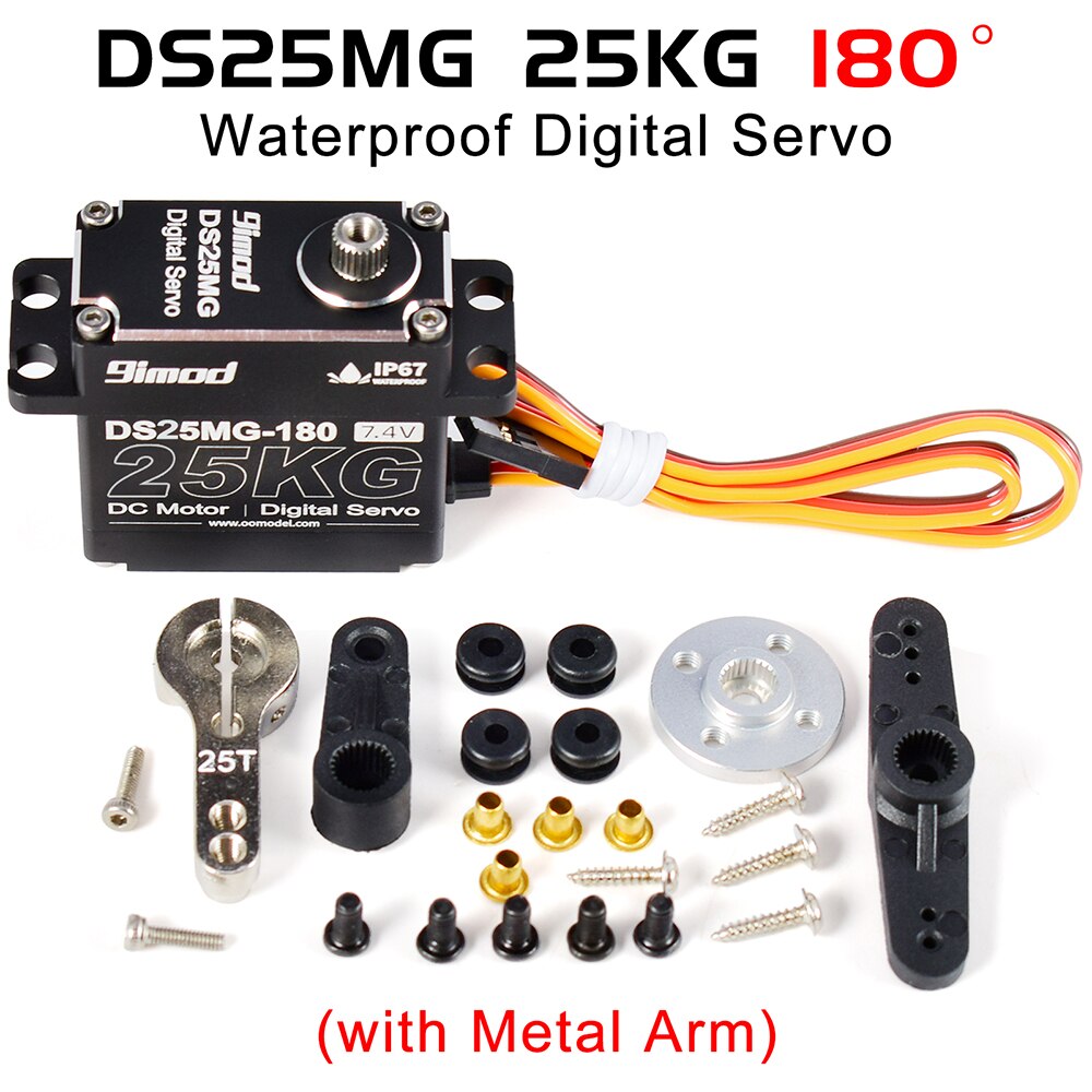 9imod DS25MG 25kg Waterpoof Servo 180°/270° Full Aluminum Case Metal Gear High Torque for 1/8 1/10 1/12 RC Car/Robot/Boat DIY