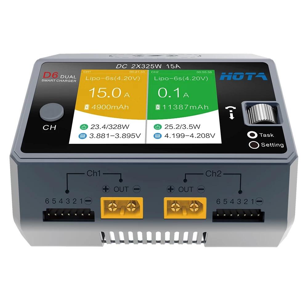 HOTA D6 Dual Smart Charger DC650W 15A Built-in Micro USB for Lipo LiIon NiMH Battery with iPhone Samsung