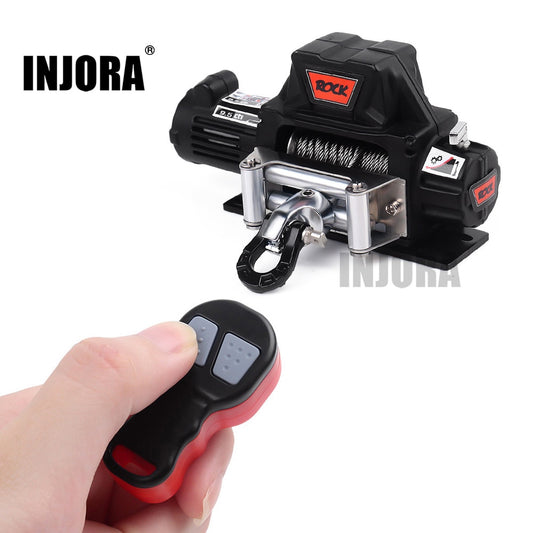 INJORA Metal Winch Wireless Remote Controller System for 1:10 RC Crawler Car Axial SCX10 90046 TRX4 TRX6 Gen8 Upgrade Parts