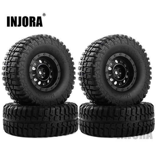 INJORA 4Pcs Plastic 1.9" Wheel Rim Tires Set for 1/10 RC Crawler Car Axial SCX10 90046 Tamiya CC01 D90 D110
