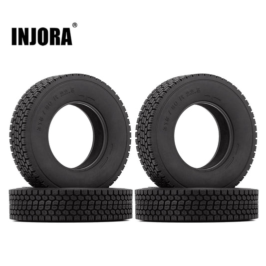 INJORA 4Pcs Rubber Tyres Wheel Tires With Sponge for 1:14 Tamiya Tractor RC Car Truck