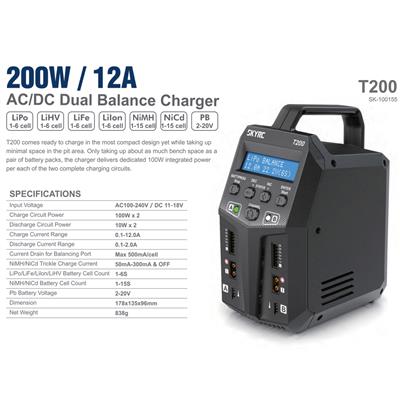 SKY RC T200 AC/DC 12A CHARGER  SK-100155-04 (shadow stock)