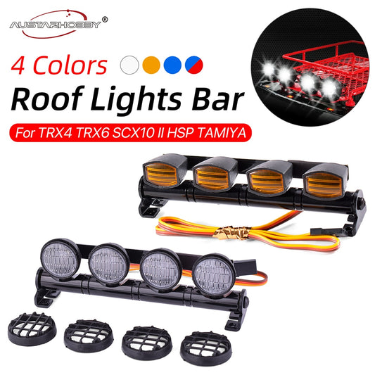 AUSTAR RC Roof Bulb Lights 1:10 Crawler Accessories with 4 LED for TRX4 TRX6 90046 Axial SCX10 II HSP TAMIYA CC01 Light Kit