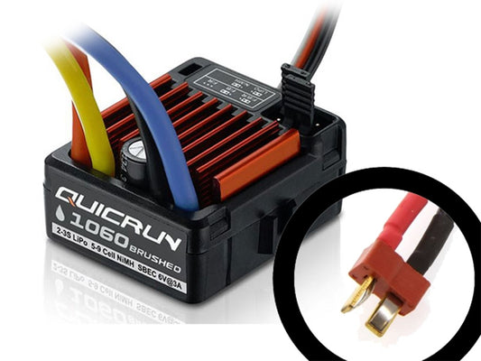 Hobbywing QUICRUN 1060 Brushed Waterproof ESC - Sbec - T Plug With Deans Connector HW30120060028