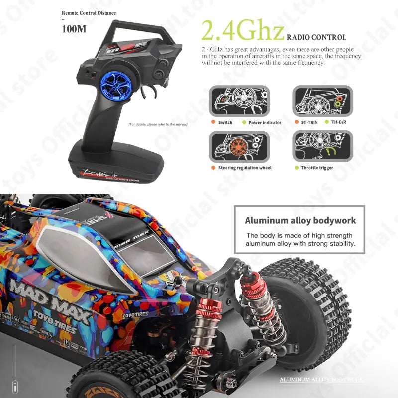 WLtoys 184016 75KM/H 2.4G RC Car Brushless 4WD Electric High Speed Off-Road Remote Control Drift Toys for Children Racing
