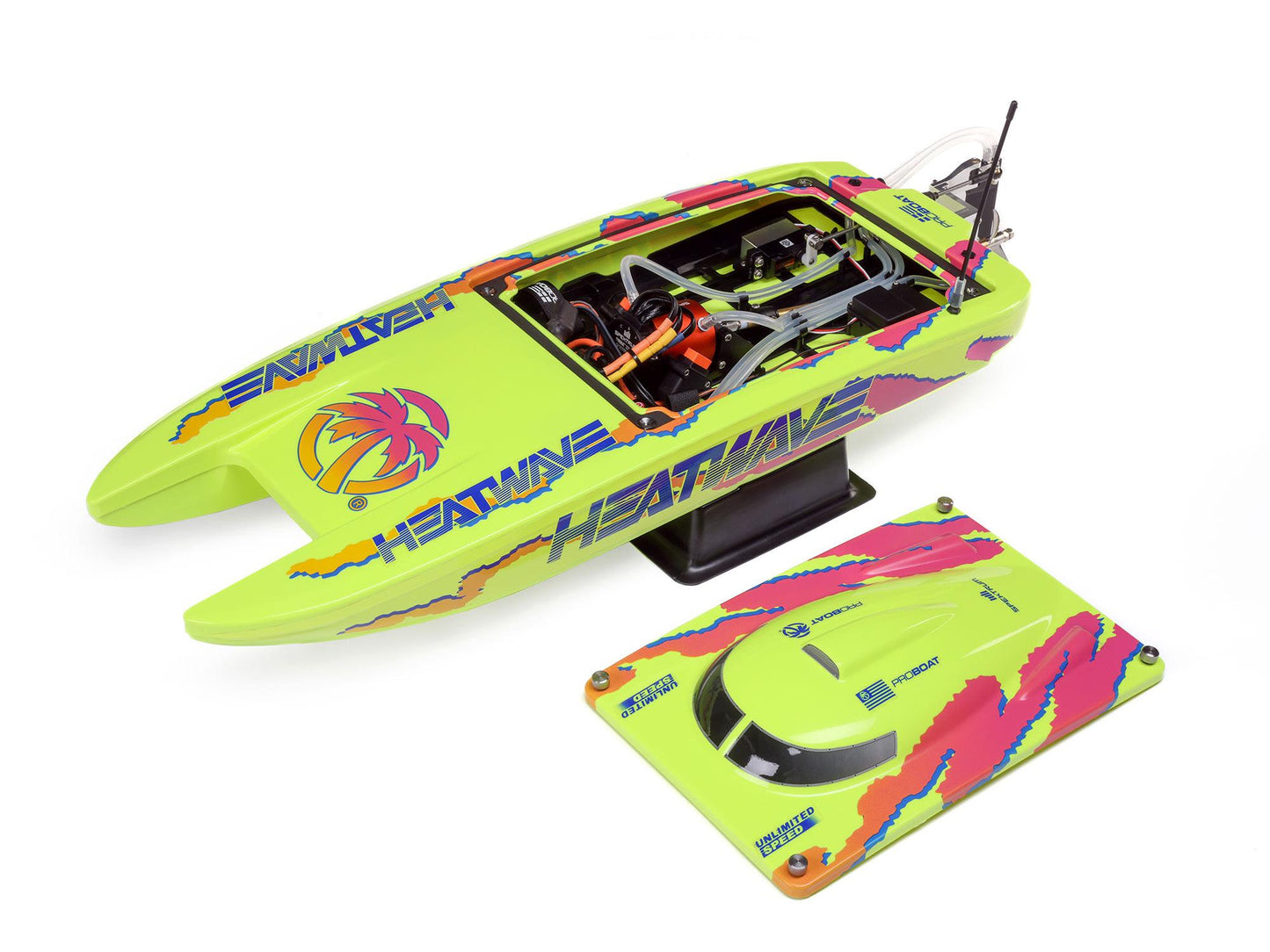 PROBOAT Blackjack 24" V2 Catamaran Brushless: RTR, Heat Wave Visual  B-PRB08049T1