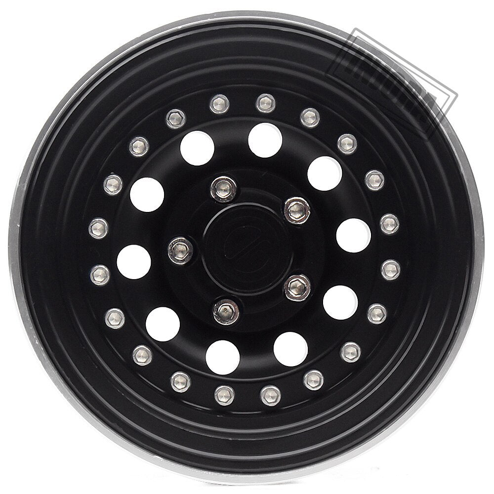 INJORA 4PCS Black/Silver 1.9 Aluminum Alloy Beadlock Wheel Rim for 1:10 RC Crawler Axial SCX10 90046 AXI03007 TRX4 Bronco