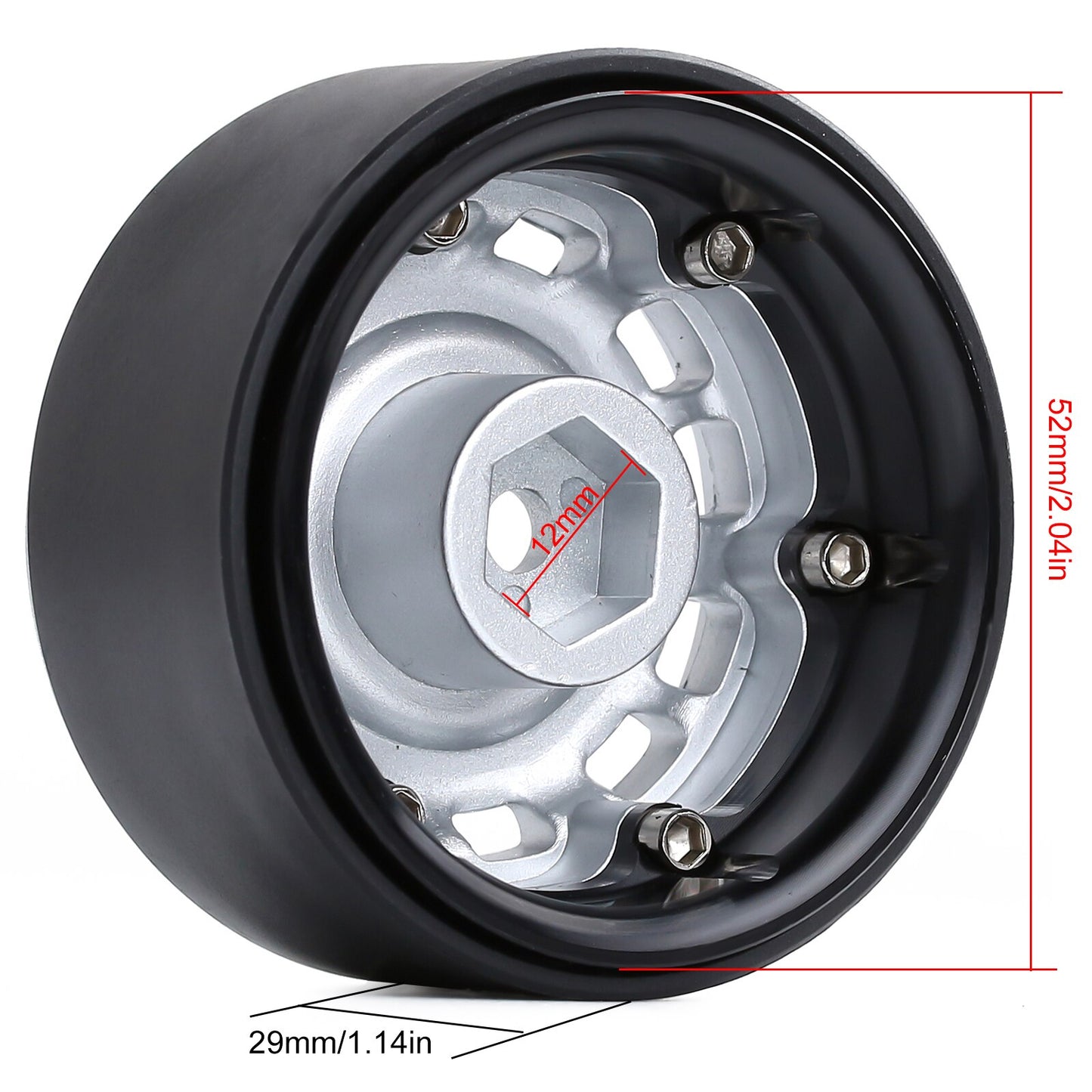 INJORA 4Pcs 1.9" Beadlock Wheel Rim Hub for 1/10 RC Crawler Car TRX-4 Redcat Gen8 Axial SCX10 90046