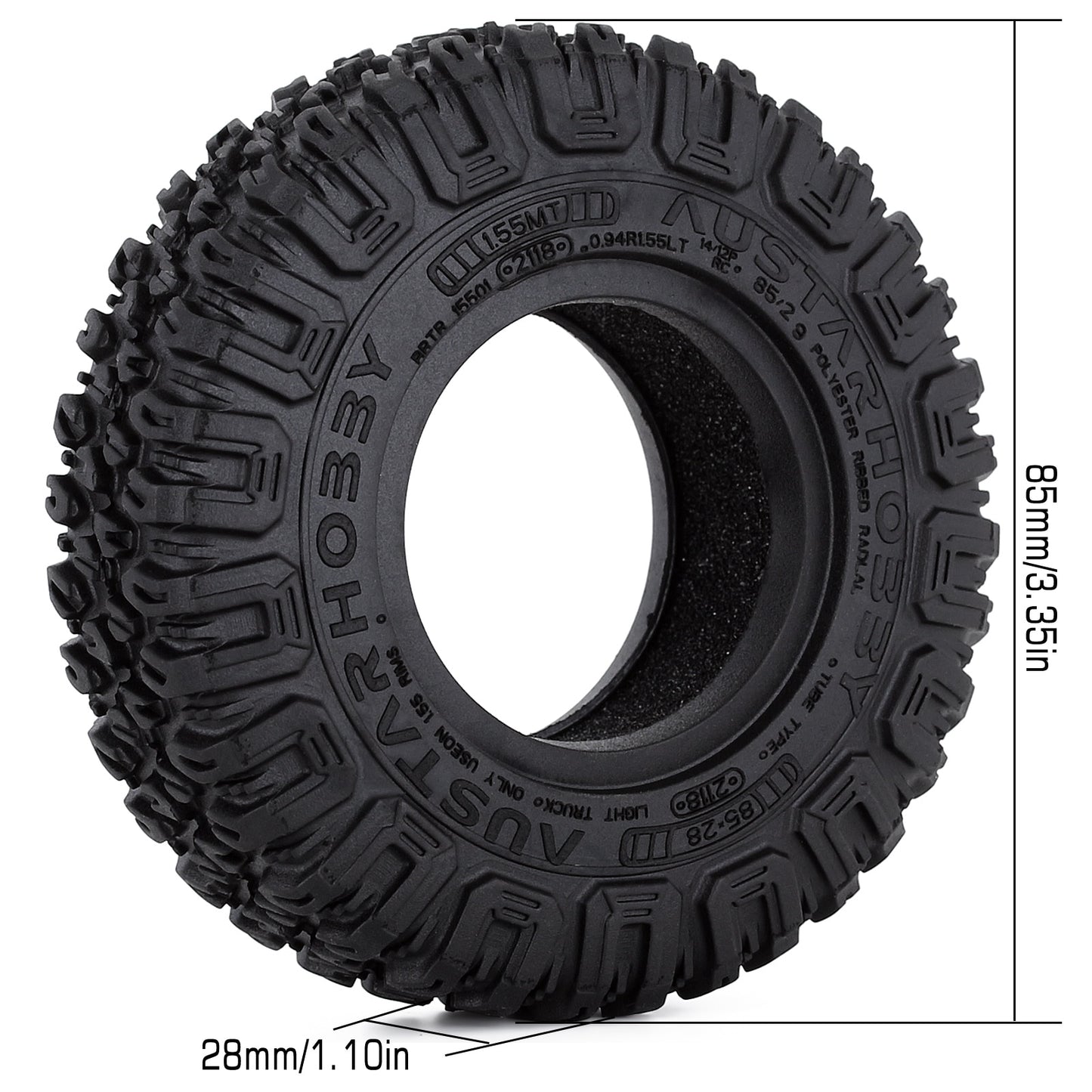 INJORA 4Pcs 85*28mm 1.55" Soft Rubber Terrain Wheel Tires for RC Crawler Car Axial AX90069 D90 TF2 Tamiya CC01 LC70 MST JIMNY