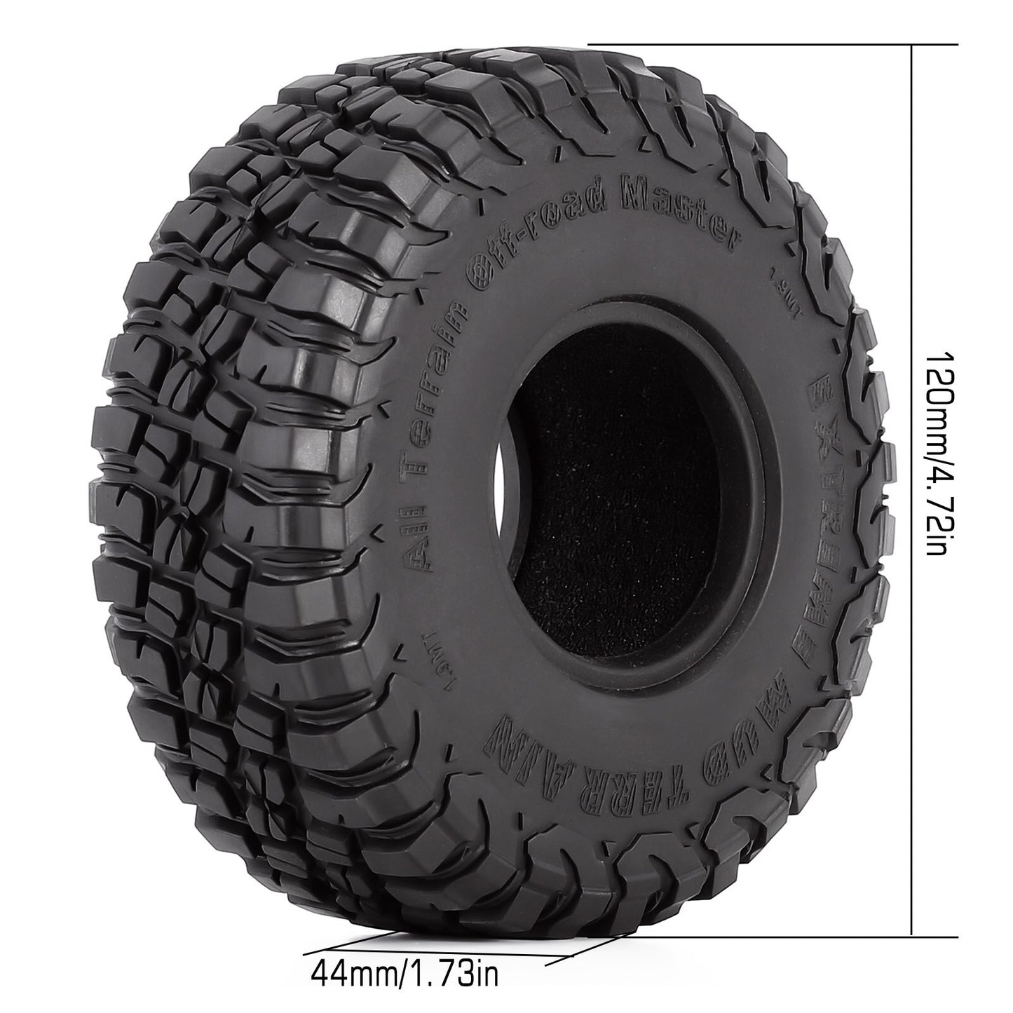 INJORA 120*44mm 4PCS 1.9 "Gomma Fango Ruota Pneumatici per 1:10 RC Crawler Auto Axial SCX10 SCX10 III AXI03007 TRX4 Redcat Gen8