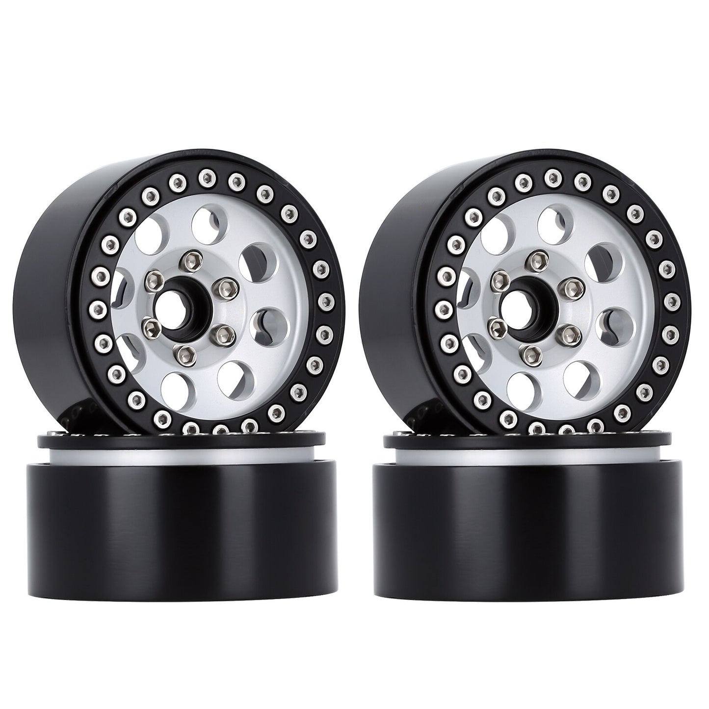 INJORA 4PCS 1.9 Metal Beadlock 8 Round Hole Wheel Hub Rim for 1/10 RC Crawler Axial SCX10 90046 AXI03007 TRX4 RedCat D90