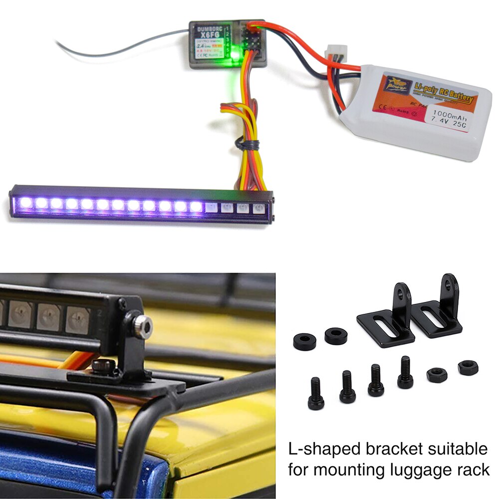 9imod Metal 16/22LED RC Roof Lamp Light Bar Colorful for 1/10 RC Crawler Car Axial SCX10 90046 D90 Traxxas TRX-4