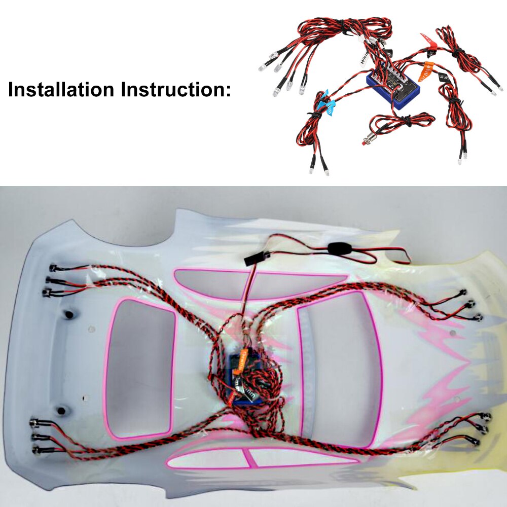 12 Ultra LED Simulatie Knipperend Helder Licht RC Model Verlichting Kit Systeem voor 1/10 1/8 RC Drift HSP TAMIYA CC01 4WD RC Auto Vrachtwagen