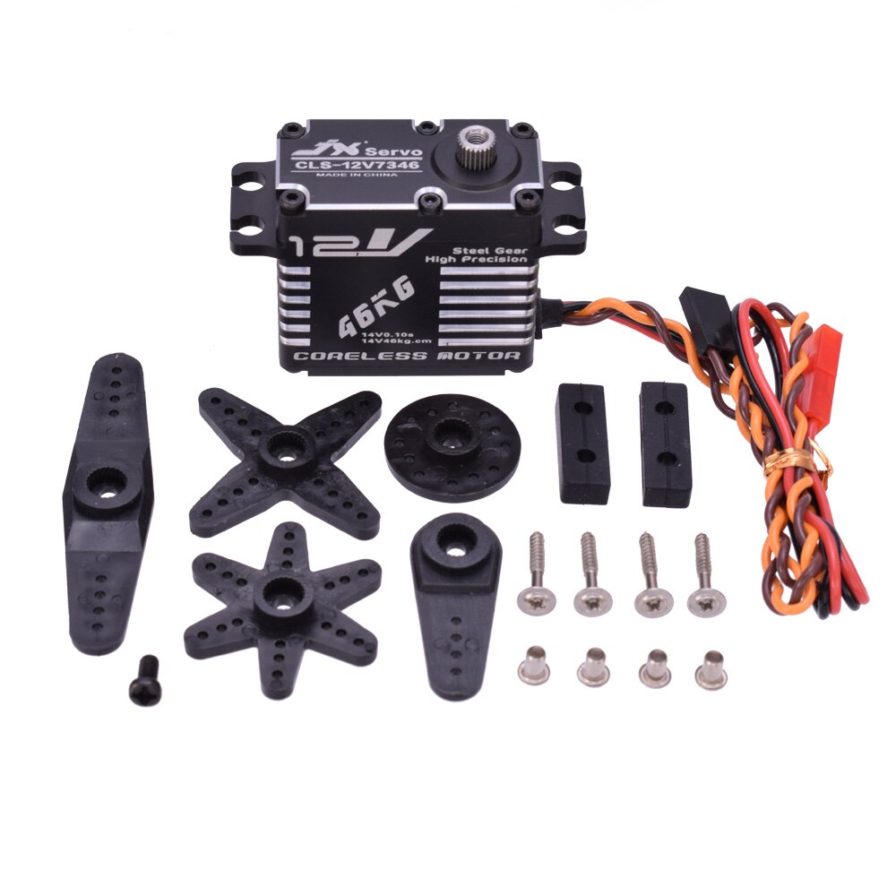 JX CLS-12V7346 46KG 12V 180 Degrees HV High Precision Steel Gear Digital Coreless Servo CNC Aluminium Shell For RC Robot Car