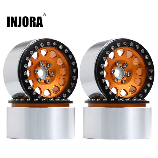 INJORA 4PCS 1/10 RC Rock Crawler Aluminum 2.2 Beadlock Wheel Rims for Axial SCX10 RR10 Wraith 90048 90018 TRX4 TRX-6