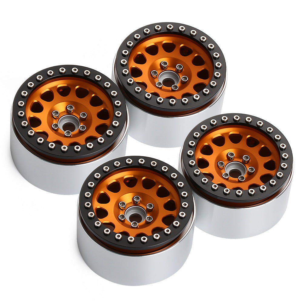 INJORA 4PCS 1/10 RC Rock Crawler Aluminum 2.2 Beadlock Wheel Rims for Axial SCX10 RR10 Wraith 90048 90018 TRX4 TRX-6