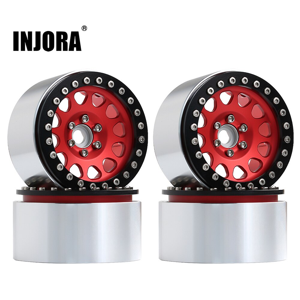 INJORA 4PCS 1/10 RC Rock Crawler Aluminum 2.2 Beadlock Wheel Rims for Axial SCX10 RR10 Wraith 90048 90018 TRX4 TRX-6