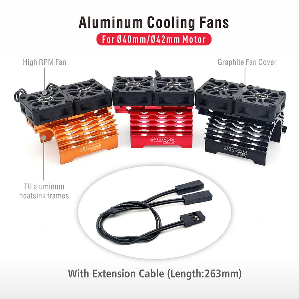 Surpass hobby RC Heatsink With Dual Cooling Fan RC Car Accessories for Hobbywing Leopard 4268 4274 4092 1/8 1/10 RC Car Motor