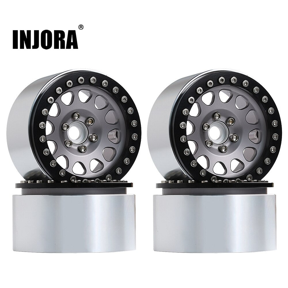 INJORA 4PCS 1/10 RC Rock Crawler Aluminum 2.2 Beadlock Wheel Rims for Axial SCX10 RR10 Wraith 90048 90018 TRX4 TRX-6