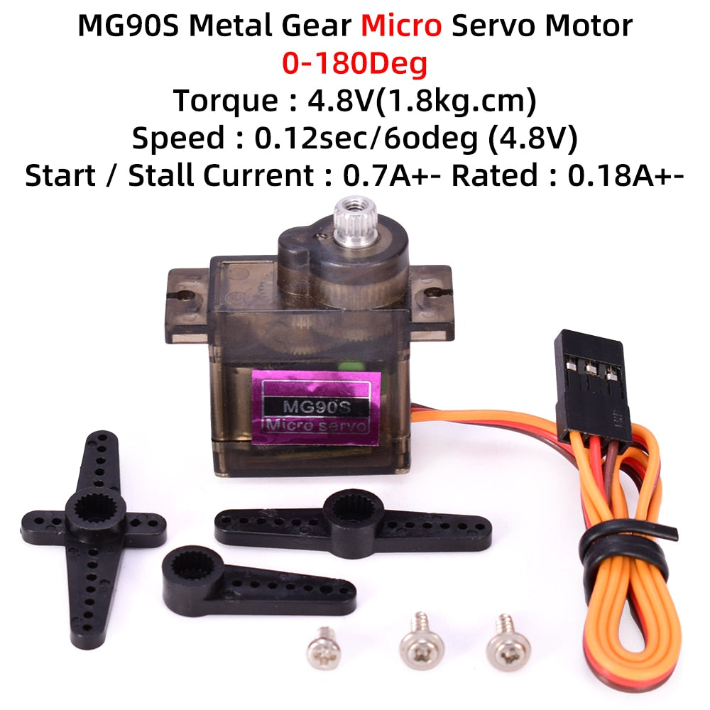 MG995 MG996r SG90 9g MG90s Metal/Plastic Gear 180 Degree Micro Servo Motor Set for RC Planes Racing Car model telecontrol