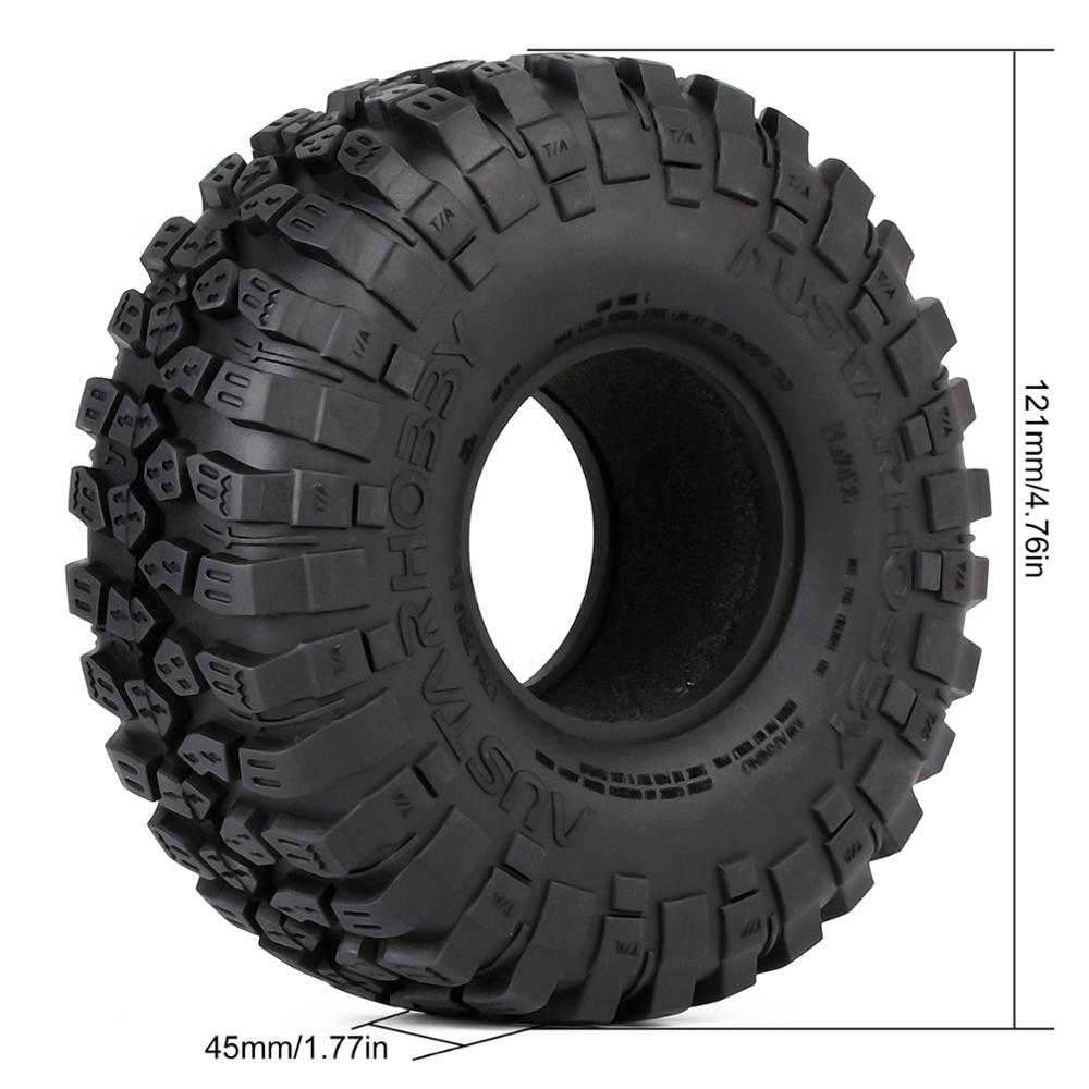 INJORA 4Pcs 121*45MM Soft Rubber Tyre 1.9" Wheel Rock Terrain Tire for 1/10 RC Crawler Car TRX-4 Axial SCX10 90046