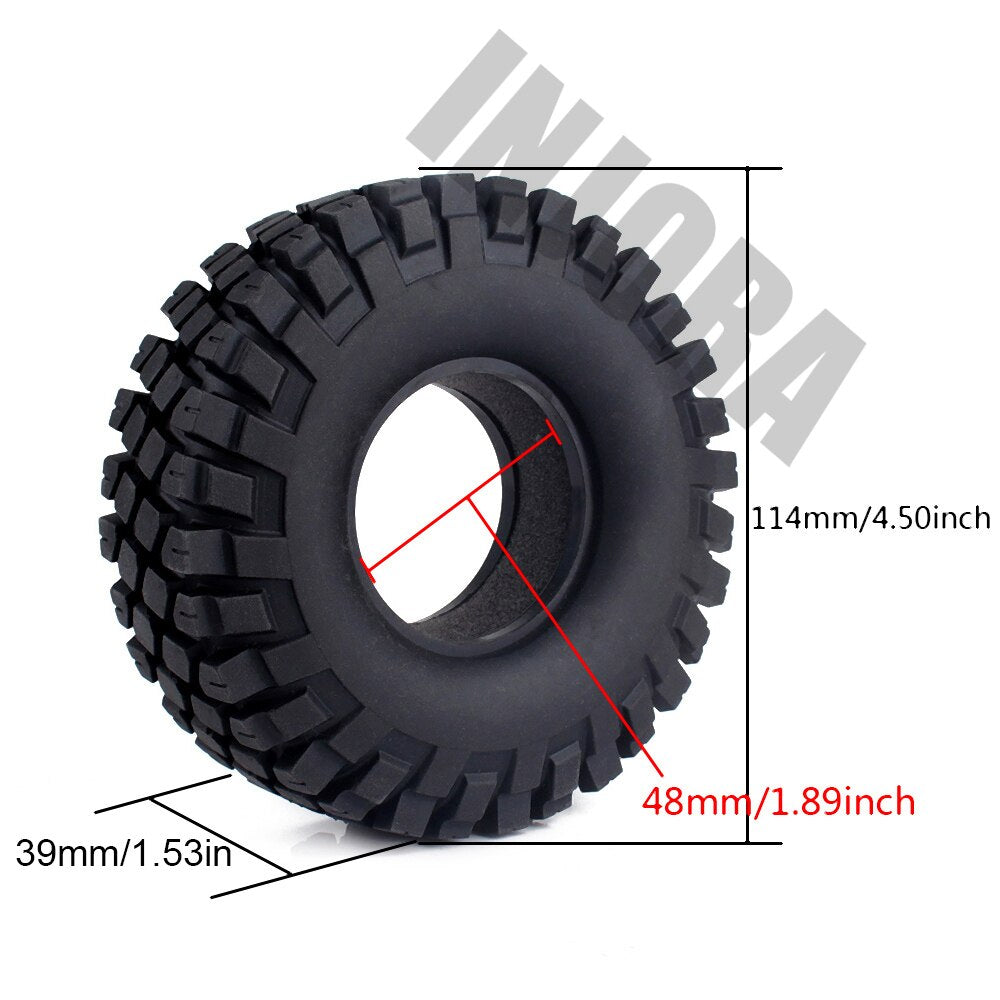 4 STUKS 114 MM 1.9 "Rubber Rotsen Banden/Wiel Banden voor 1:10 RC Rock Crawler Axiale SCX10 90046 AXI03007 TRX-4