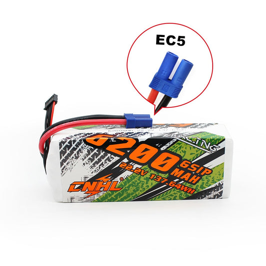 CNHL Lipo 6S 22.2V Battery 6200mAh 90C With EC5 Plug For RC Cars Parts Boats Helicopter Airplane Truggy Buggy Vehicle Speedrun
