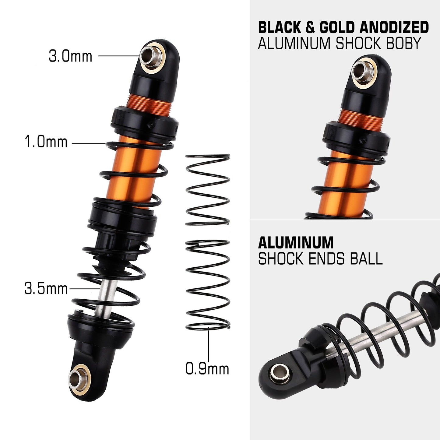 INJORA Ammortizzatore in metallo 70/80/90/100/110/120mm Ammortizzatore olio per 1/10 RC Crawler Car Axial SCX10 90046 AXI03007 TRX4 TRX6