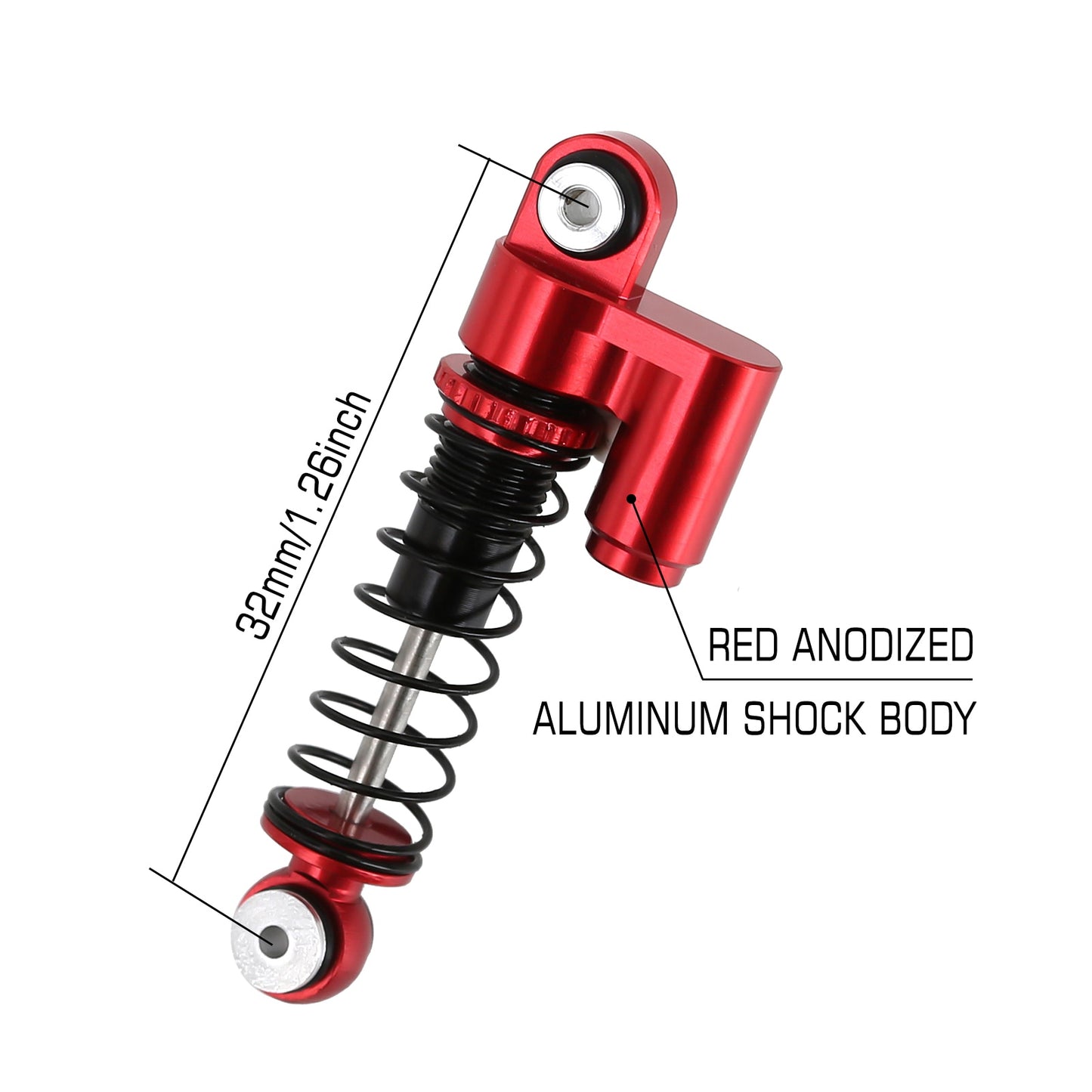 INJORA 32mm Aluminum Threaded Mini Shock Absorber for 1/24 RC Crawler Car Axial SCX24 90081