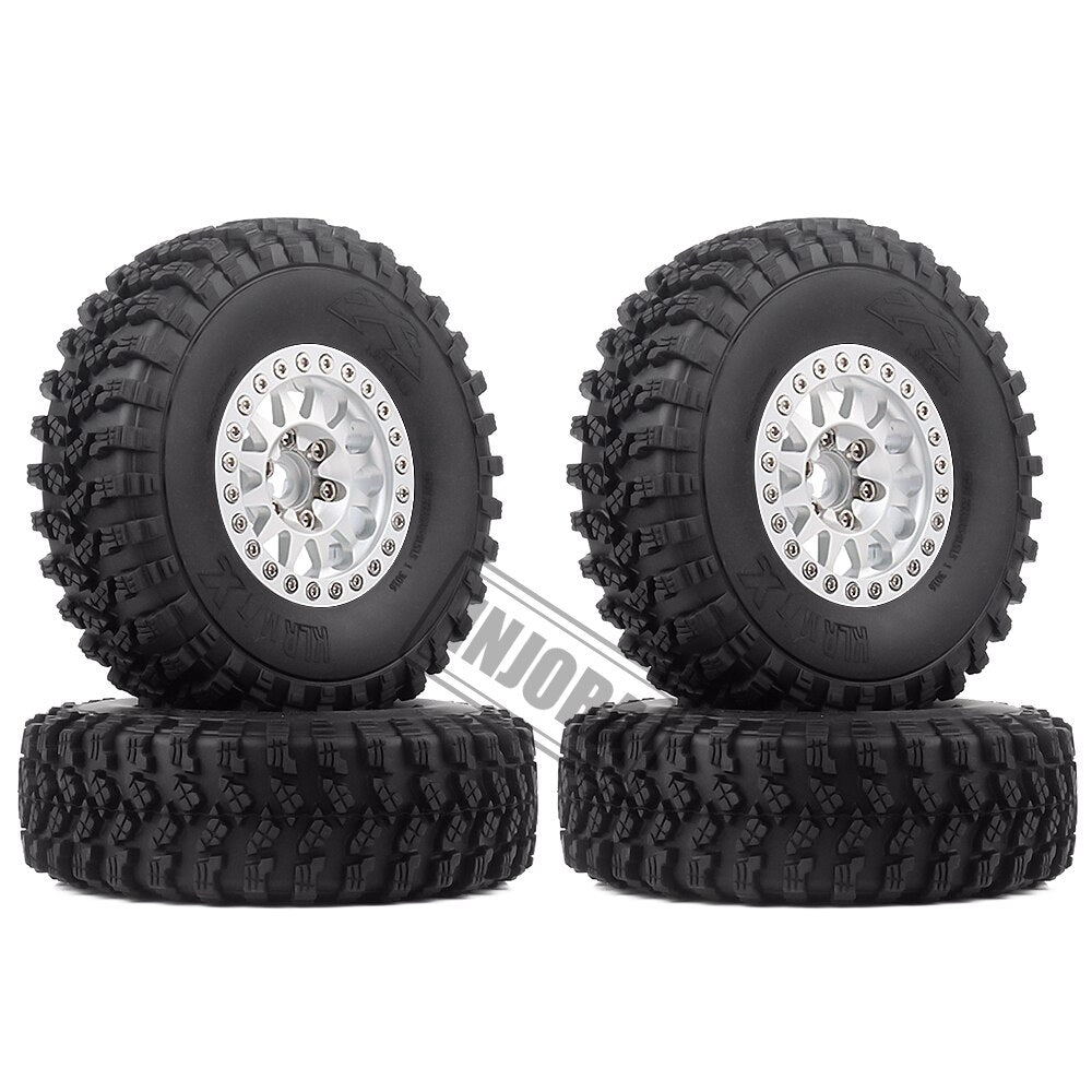 INJORA 4Pcs 1.9 Beadlock Wheel Rim Rubber Tire Set for 1/10 RC Crawler TRX-4 Axial SCX10 90046 D90 Voodoo KLR