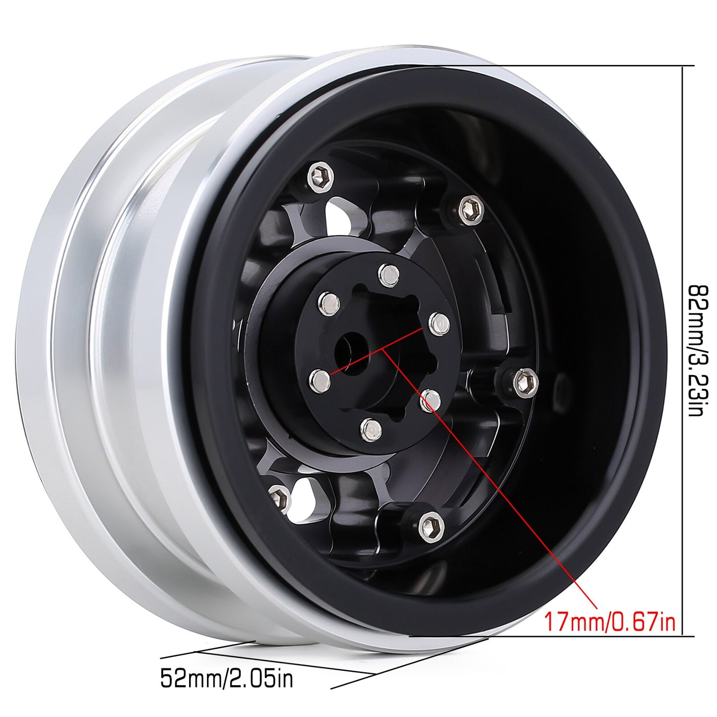 INJORA 2/4PCS CNC Aluminum 2.9" Beadlock Wheel Hub Rim for 1/6 RC Crawler Car Axial SCX6 Jeep JLU Wrangler Trail Honcho 4WD RTR