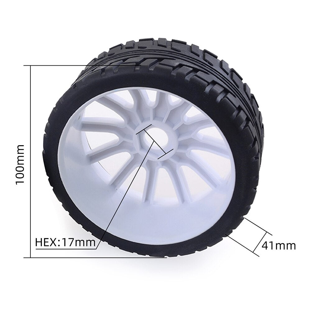 ZD Racing 100mm Rubber Tyres Wheels 17mm Hex for Redcat HSP HPI Kyosho  Hobao Team Losi Carson 1/8 Buggy On-road RC Car