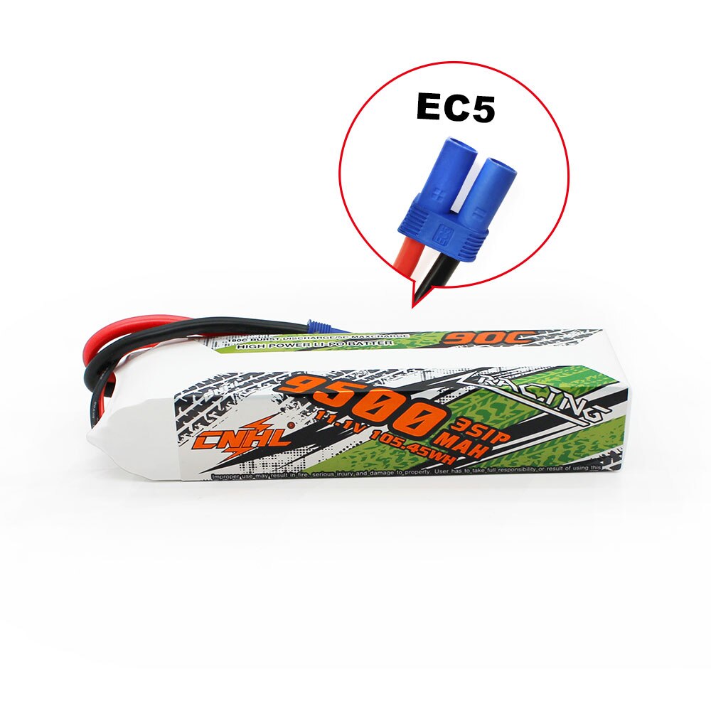 CNHL 3S 11.1V Lipo Battery 9500mAh 90C With EC5 QS8 8mm Bullet Plug For RC Car Boat Truck Crawler Helicopter Airplane Speedrun