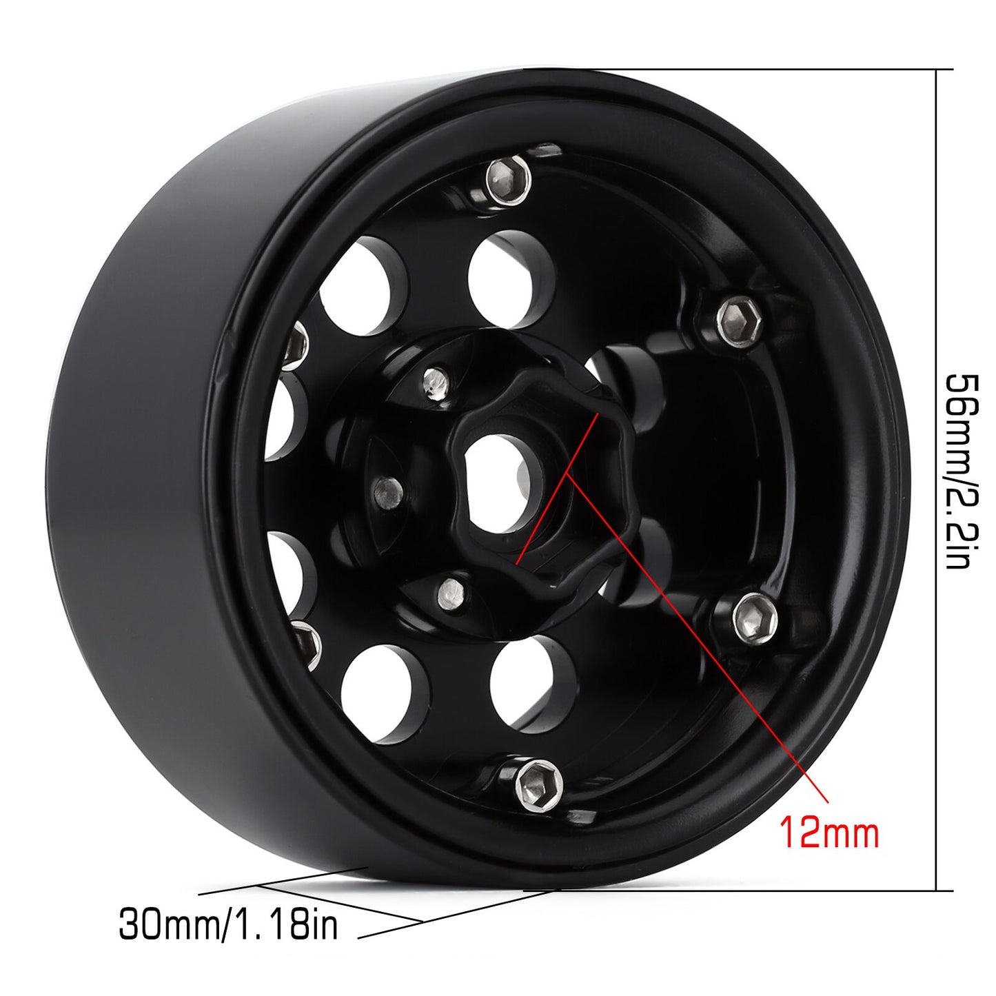 INJORA 4PCS 1.9 Metal Beadlock 8 Round Hole Wheel Hub Rim for 1/10 RC Crawler Axial SCX10 90046 AXI03007 TRX4 RedCat D90