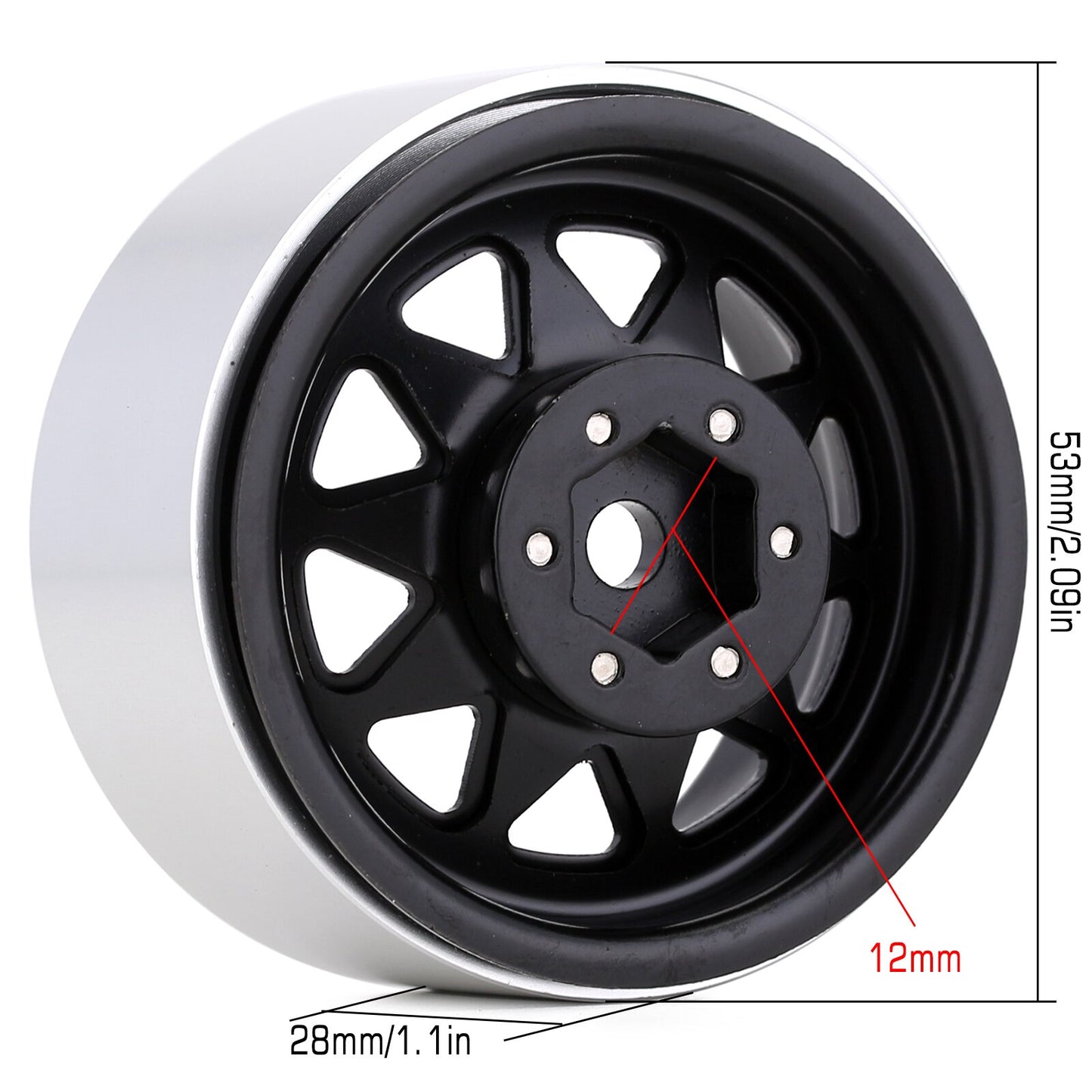 INJORA Deep Dish Negative Offset 8,9 mm in metallo 1,9" Mozzo per cerchione Beadlock per auto cingolata 1/10 RC TRX4 Axial SCX10 90046 (W1940)