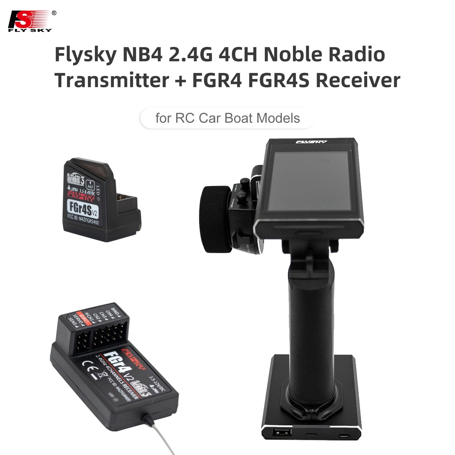 Flysky Noble NB4 2.4G 4CH Radio Transmitter Remote Controller with FGR4 FGR4S Receiver AFHDS 3 Protocol
