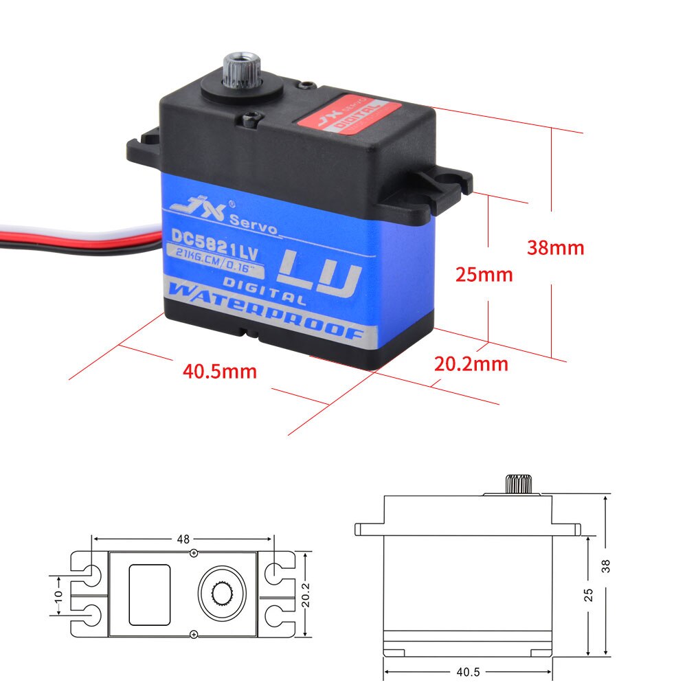 JX DC5821LV Servo 21KG Waterproof Full Metal Gear for 1/8 1/10 Scale RC Car Buggy Crawler for TRAXXAS RC4WD TRX-4 SCX10 D90