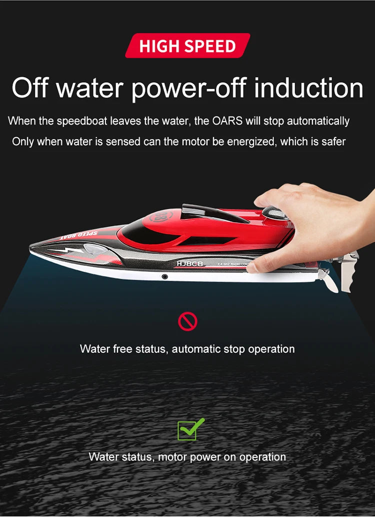 HJ808 RC Boat 2.4Ghz 25km/h High-Speed Remote Control Speed Boat