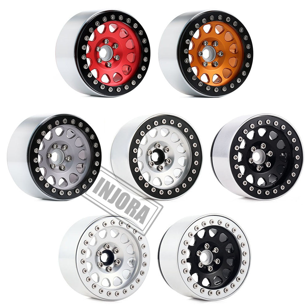 INJORA 4PCS 1/10 RC Rock Crawler Aluminum 2.2 Beadlock Wheel Rims for Axial SCX10 RR10 Wraith 90048 90018 TRX4 TRX-6