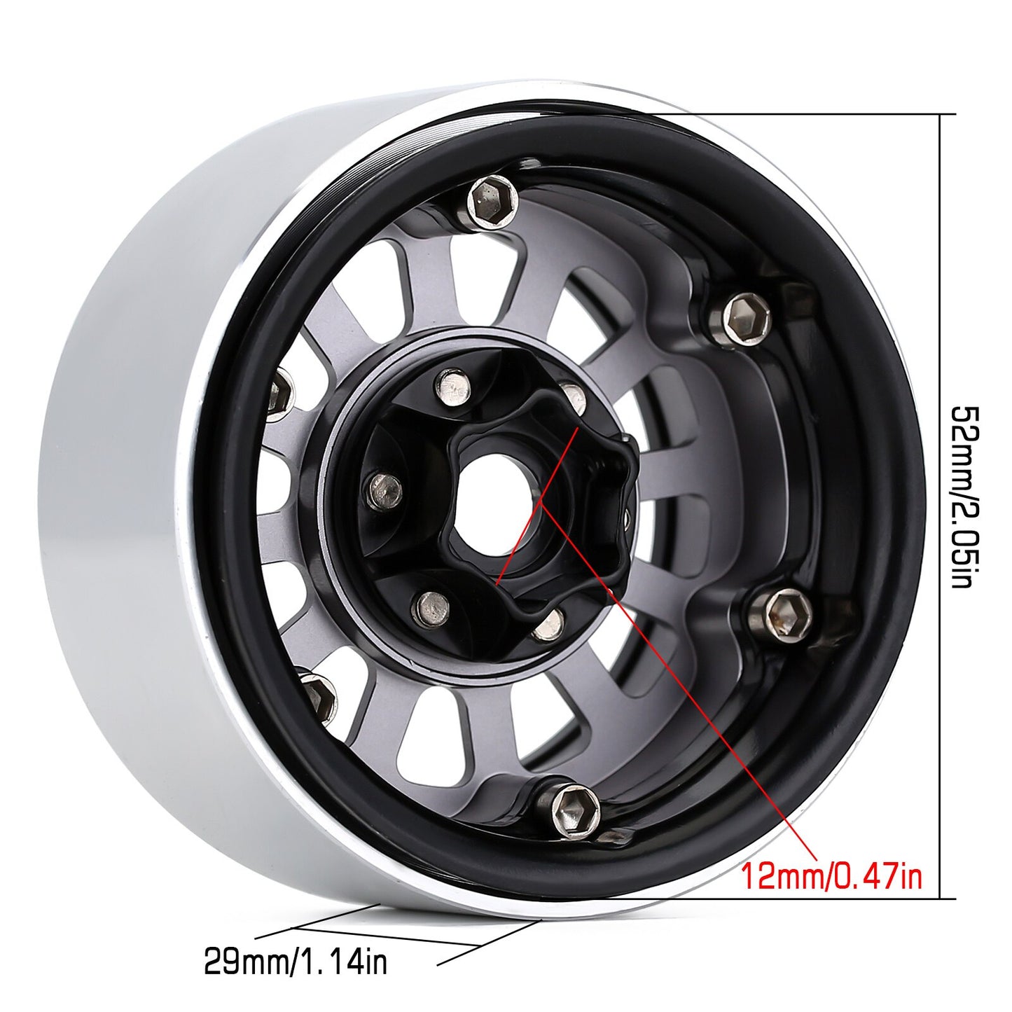 INJORA Aluminum 1.9" Beadlock Wheel Rim for 1/10 RC Crawler Car TRX-4 Axial SCX10 90046 AXI03007 Upgrade Parts