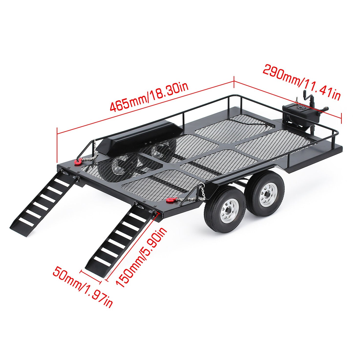 INJORA 465*290MM Metalen Trailer voor 1/10 RC Auto Crawler Axiale SCX10 90046 AXI03007 TRX-4 Redcat Gen8