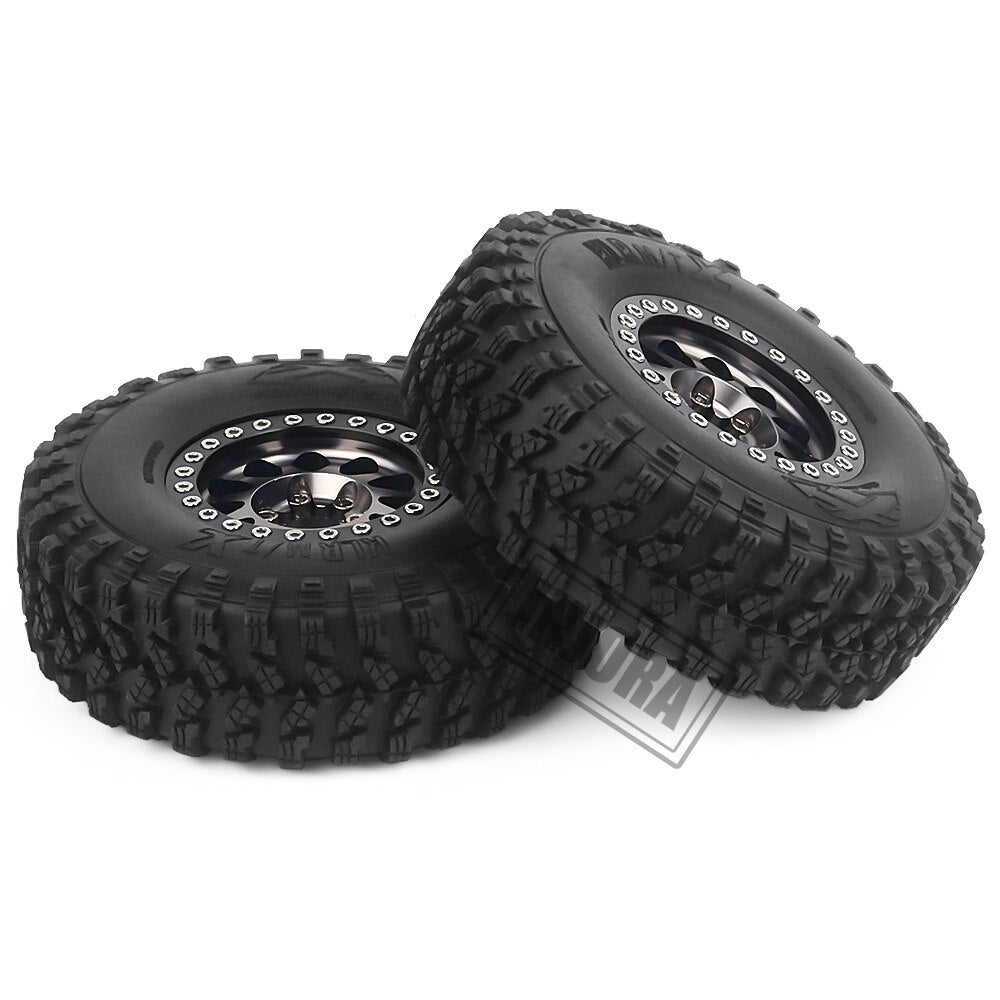 INJORA 4Pcs 1.9 Beadlock Wheel Rim Rubber Tire Set for 1/10 RC Crawler TRX-4 Axial SCX10 90046 D90 Voodoo KLR