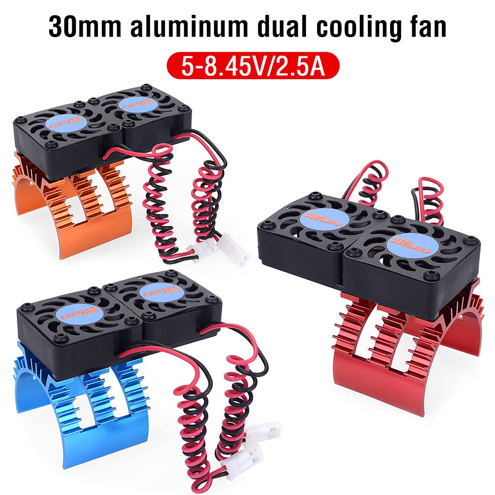 SURPASS HOBBY Cooling Fan Aluminium Metal Heatsink with Dual 30mm Fans for 1/10 RC Car 3660 3670 wltoys 12428 144001 540 550 Motor